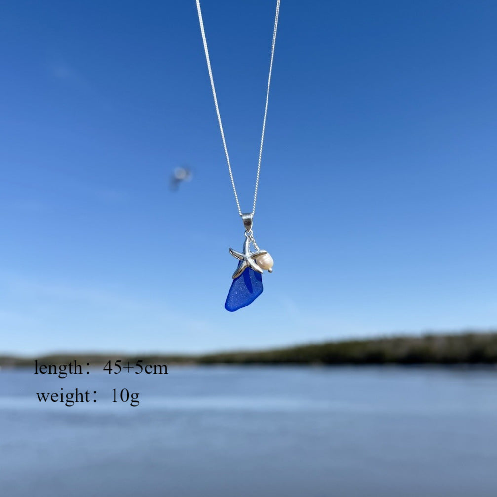 starfish necklace stone chalcedony pearl necklace