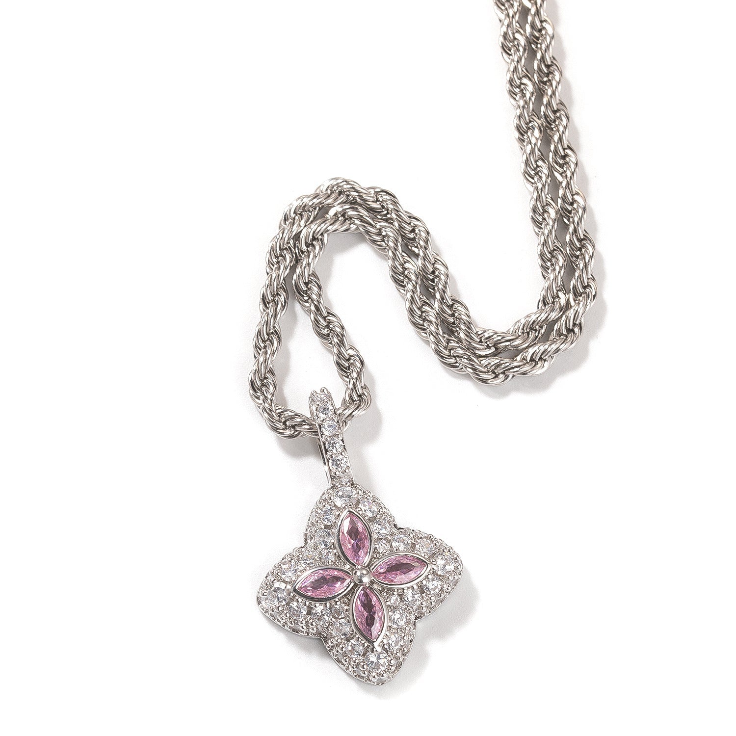 Cubic Zirconia Colorful Four-Leaf Clover Pendant