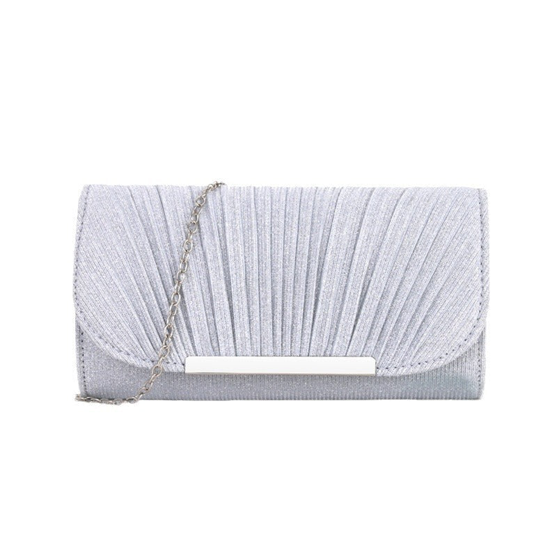 Pleated high sewing round bottom hand-held evening bag