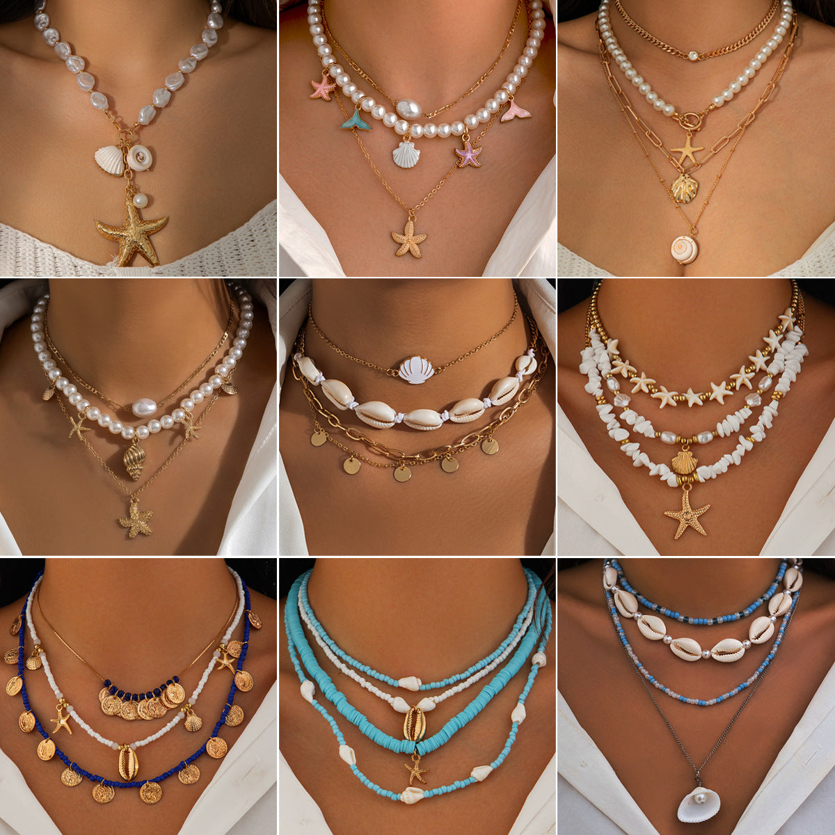 starfish necklace pearl shell necklace