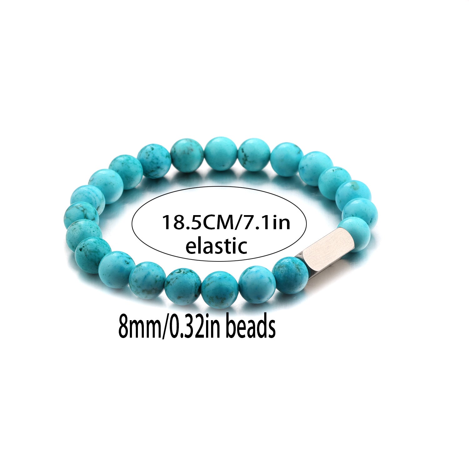 Stainless steel engraved beaded bracelet