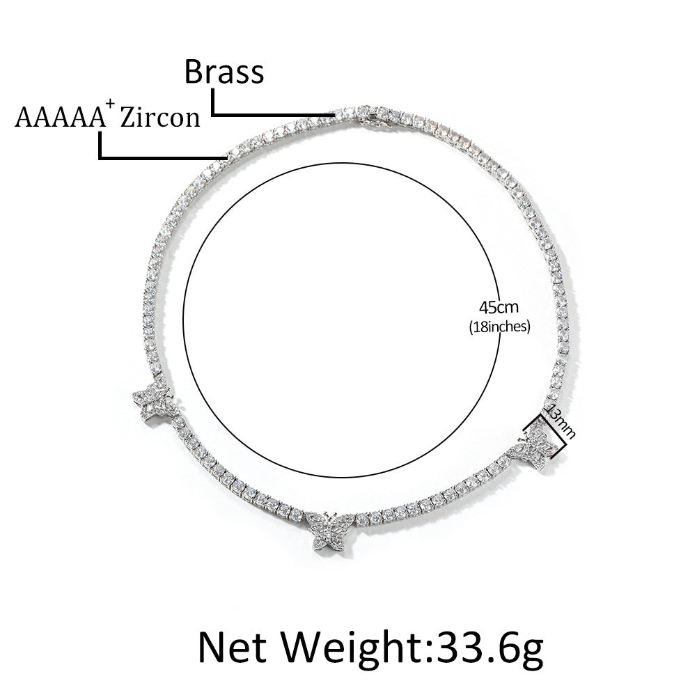 diamond tennis necklace butterfly chain