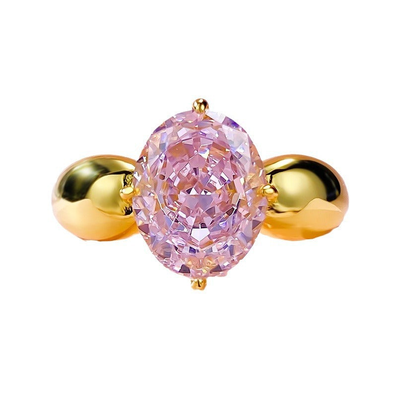 925 silver pink diamond ring