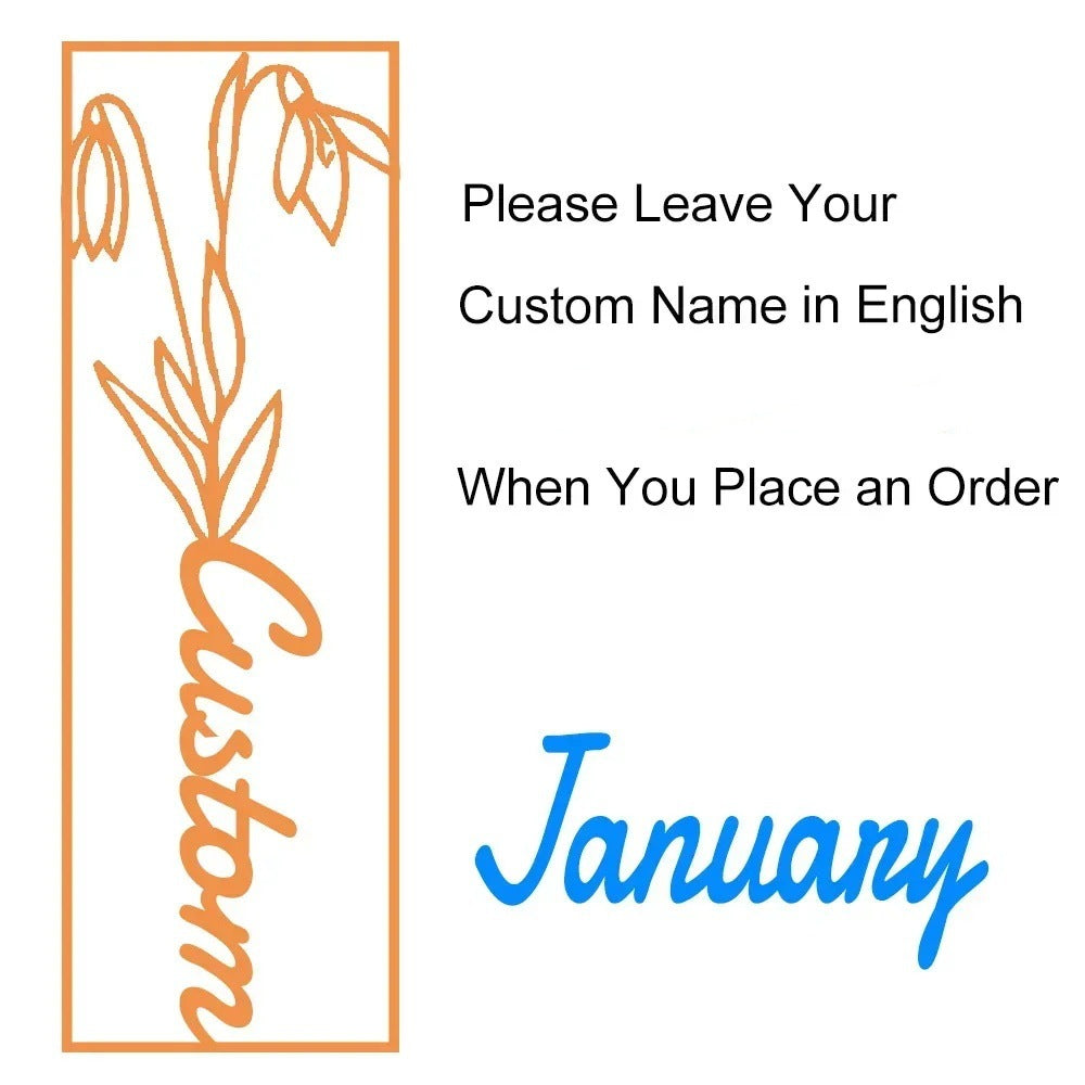 customized birthday flower name bookmark