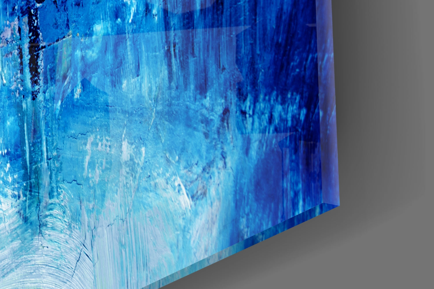 Cascading Blue Waterfall Glass Wall Art