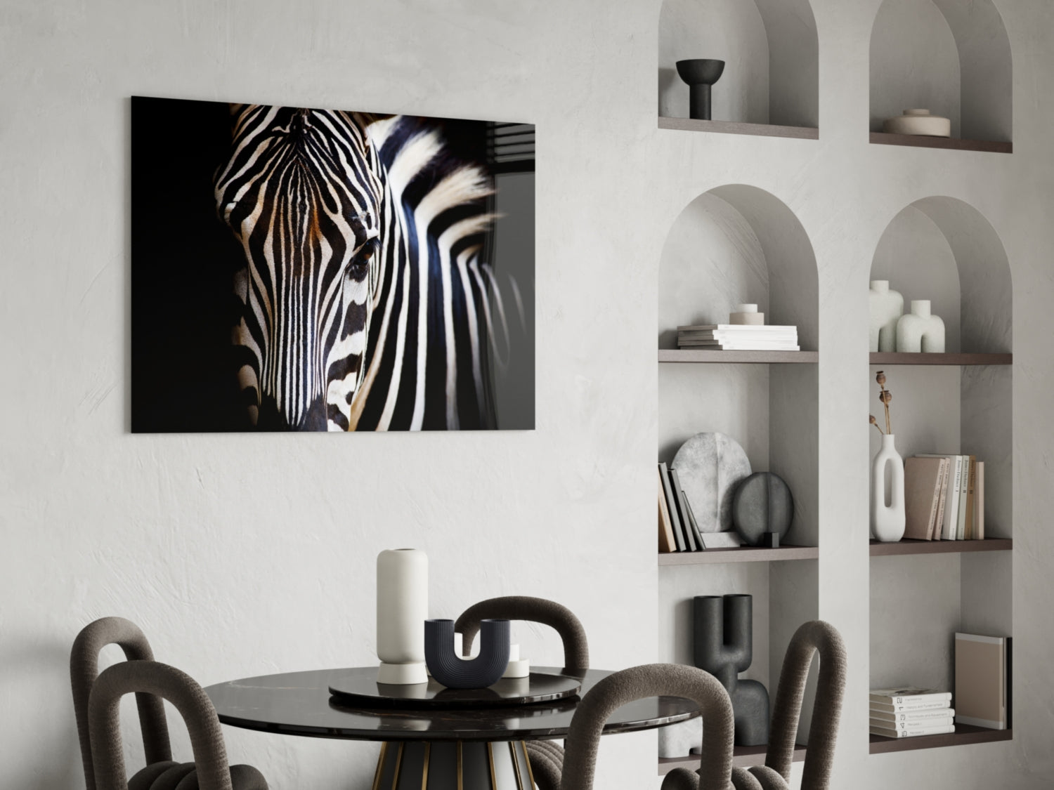 Warm Toned Zebra Head Glass Wall Art