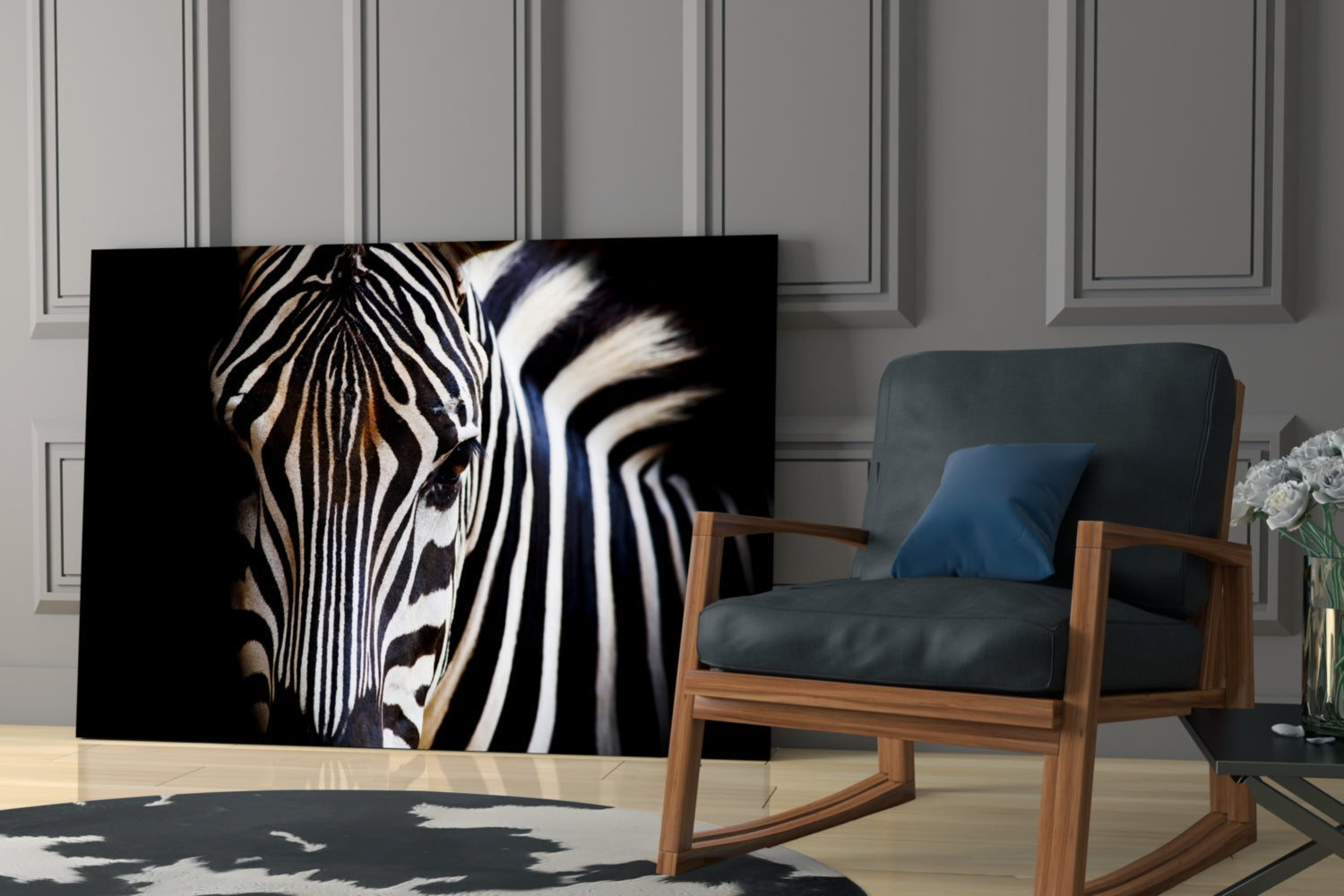 Warm Toned Zebra Head Glass Wall Art