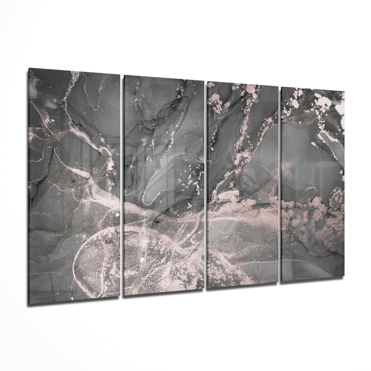 Gray Blush Pink Marble Glass Wall Art