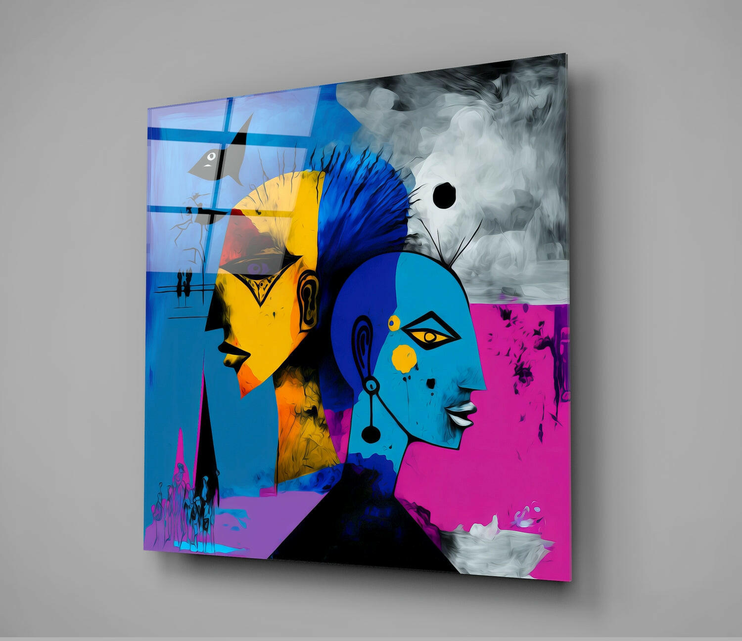 Geometric Mind Abstraction Glass Wall Art || Designers Collection