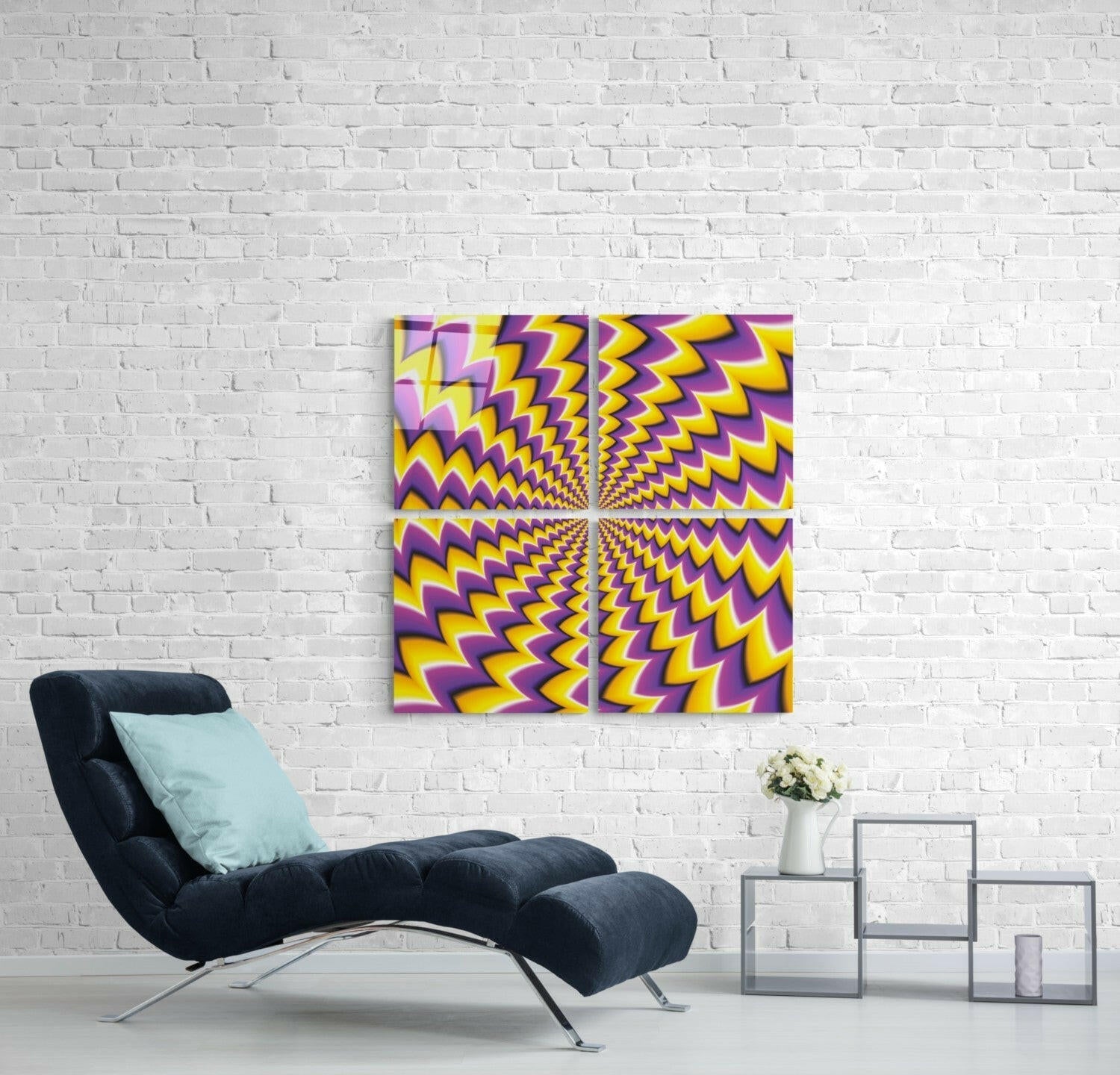 Yellow Illusion Quadro Glass Wall Art