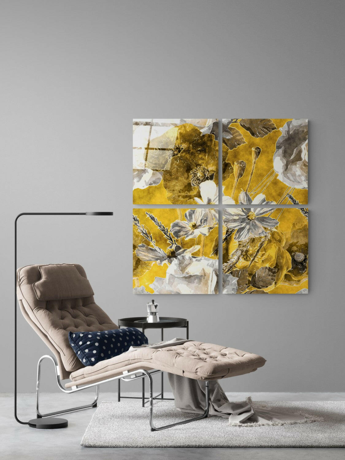 Autumn Flowers Quadro Glass Wall Art