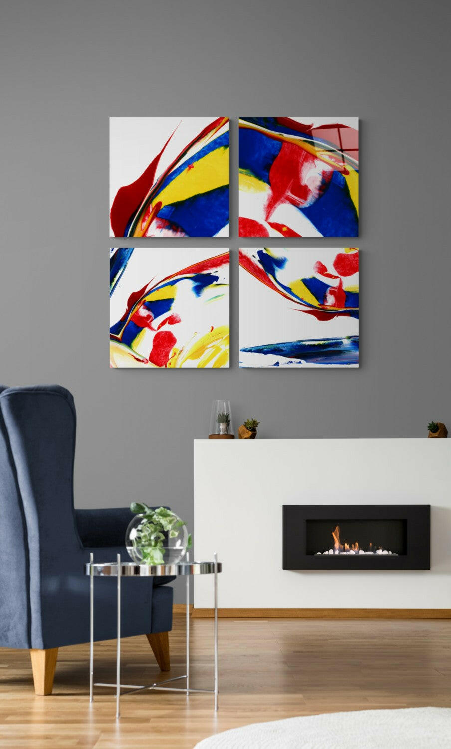 Dance of Red Quadro Glass Wall Art