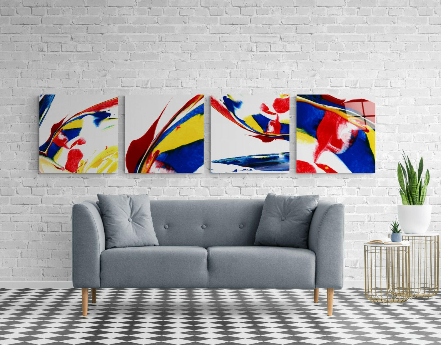 Dance of Red Quadro Glass Wall Art