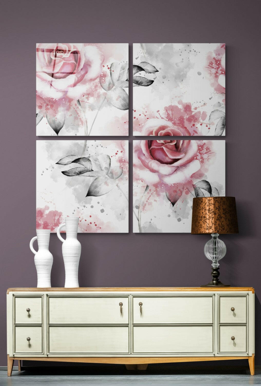Roses Quadro Glass Wall Art