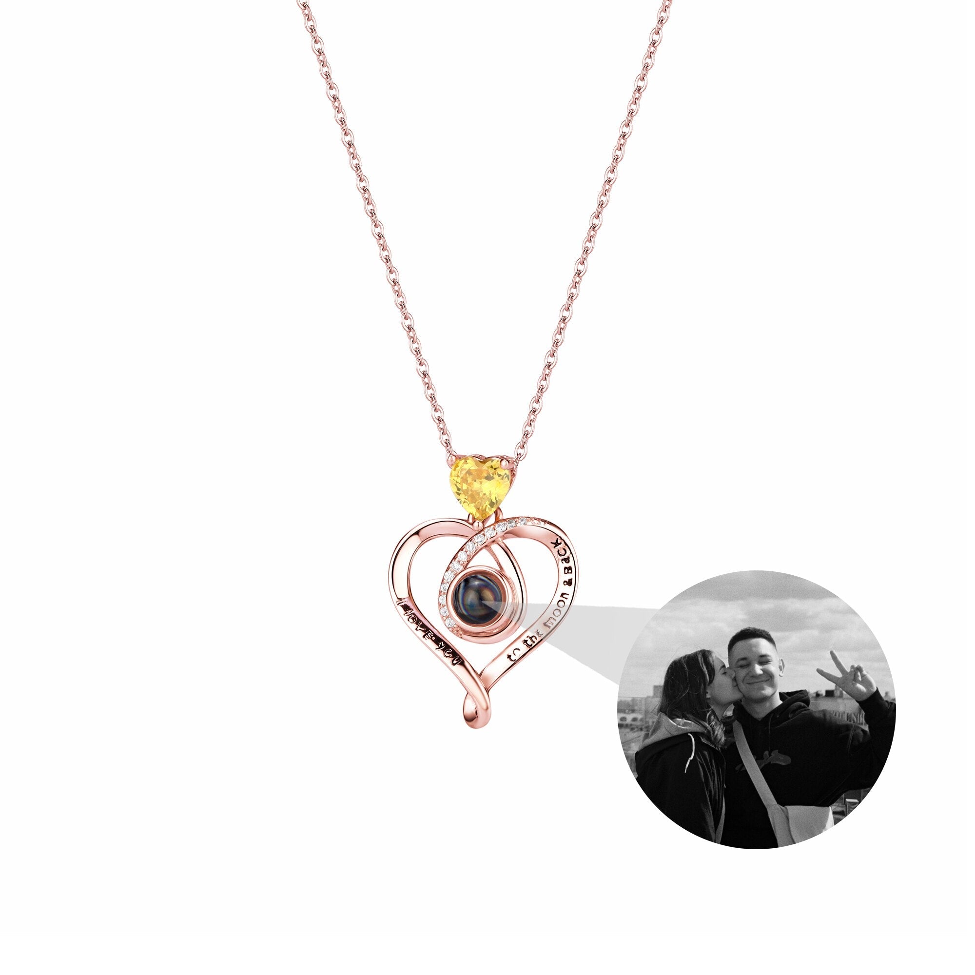 Love with customizable photosProjection Necklace Pendant Jewelry For Lover Girlfriend