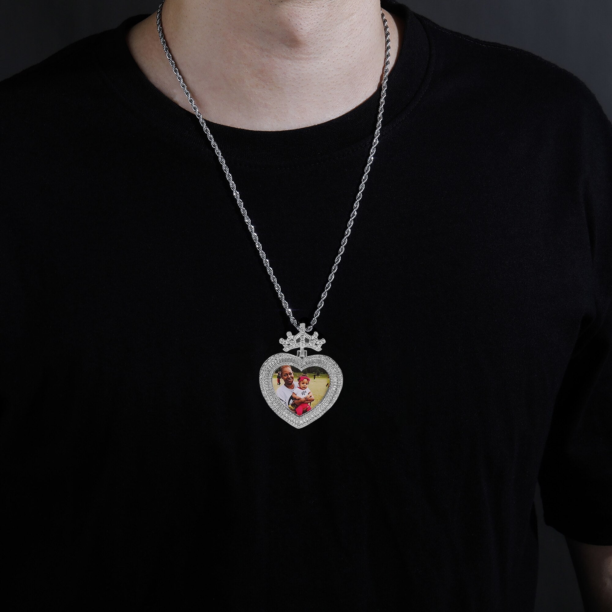 Customizable photo name hip-hop necklace Crown necklace