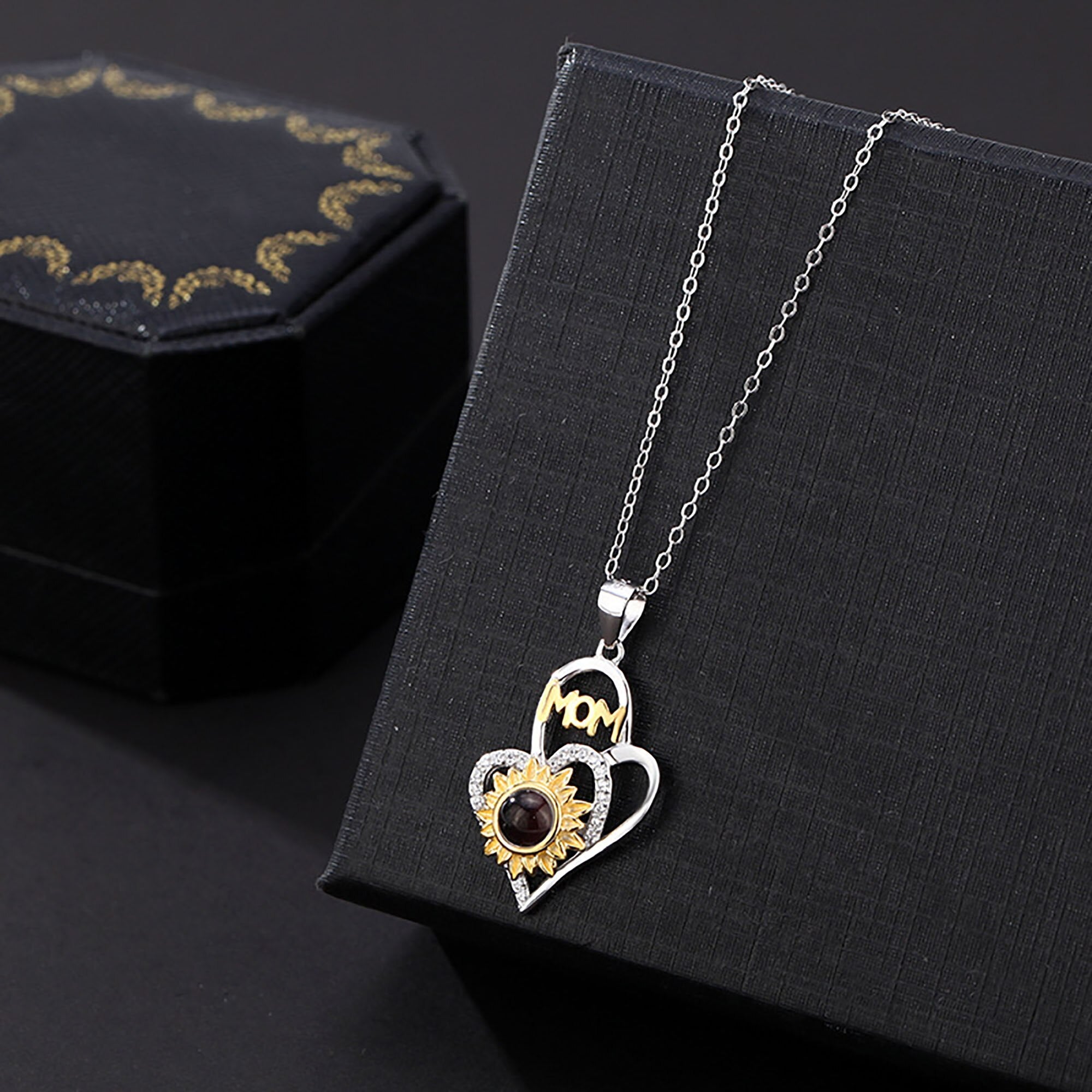 Sunflower with customized photosProjection Necklace Pendant Jewelry
