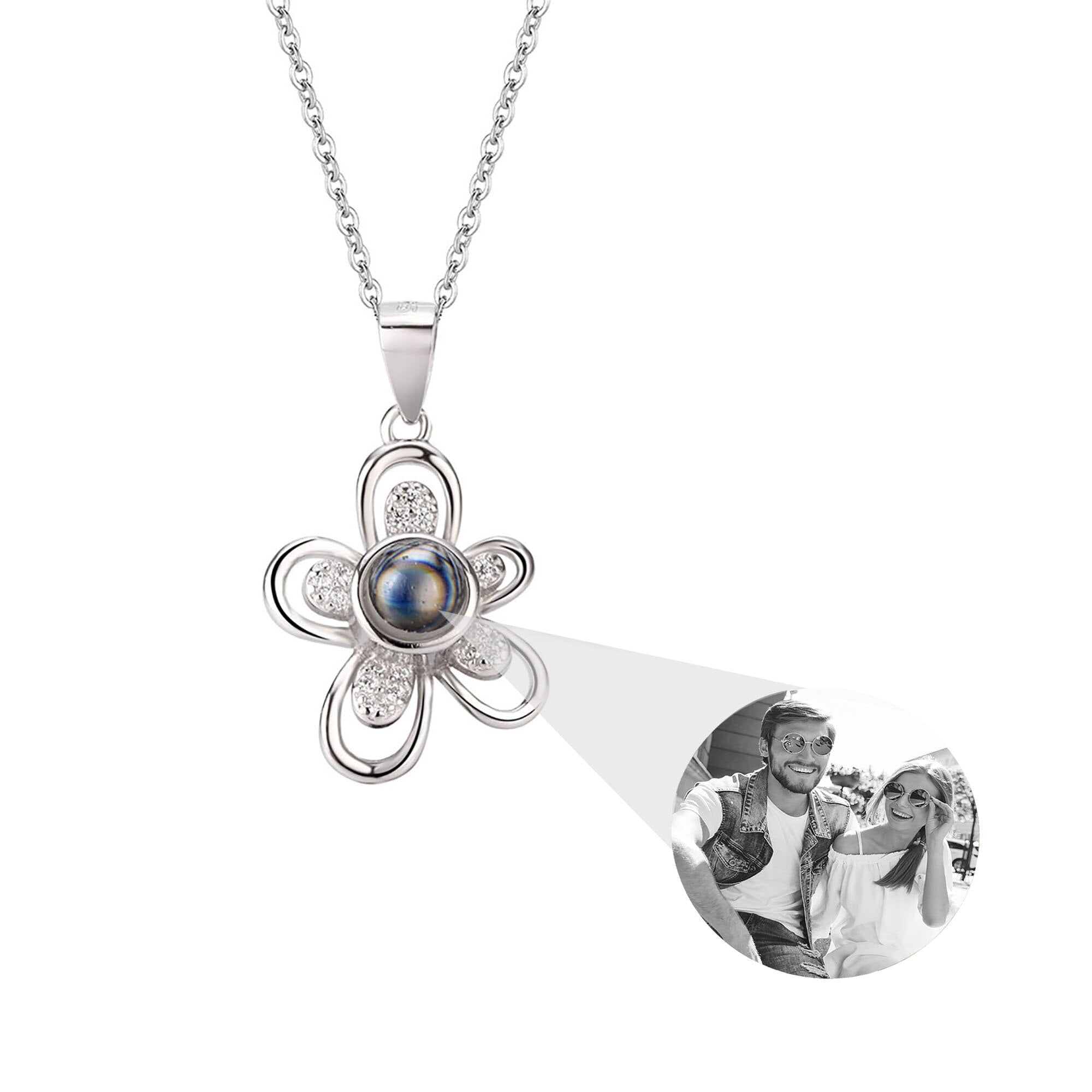 Flowers that can be customized for photos Projection Necklace Pendant Jewelry