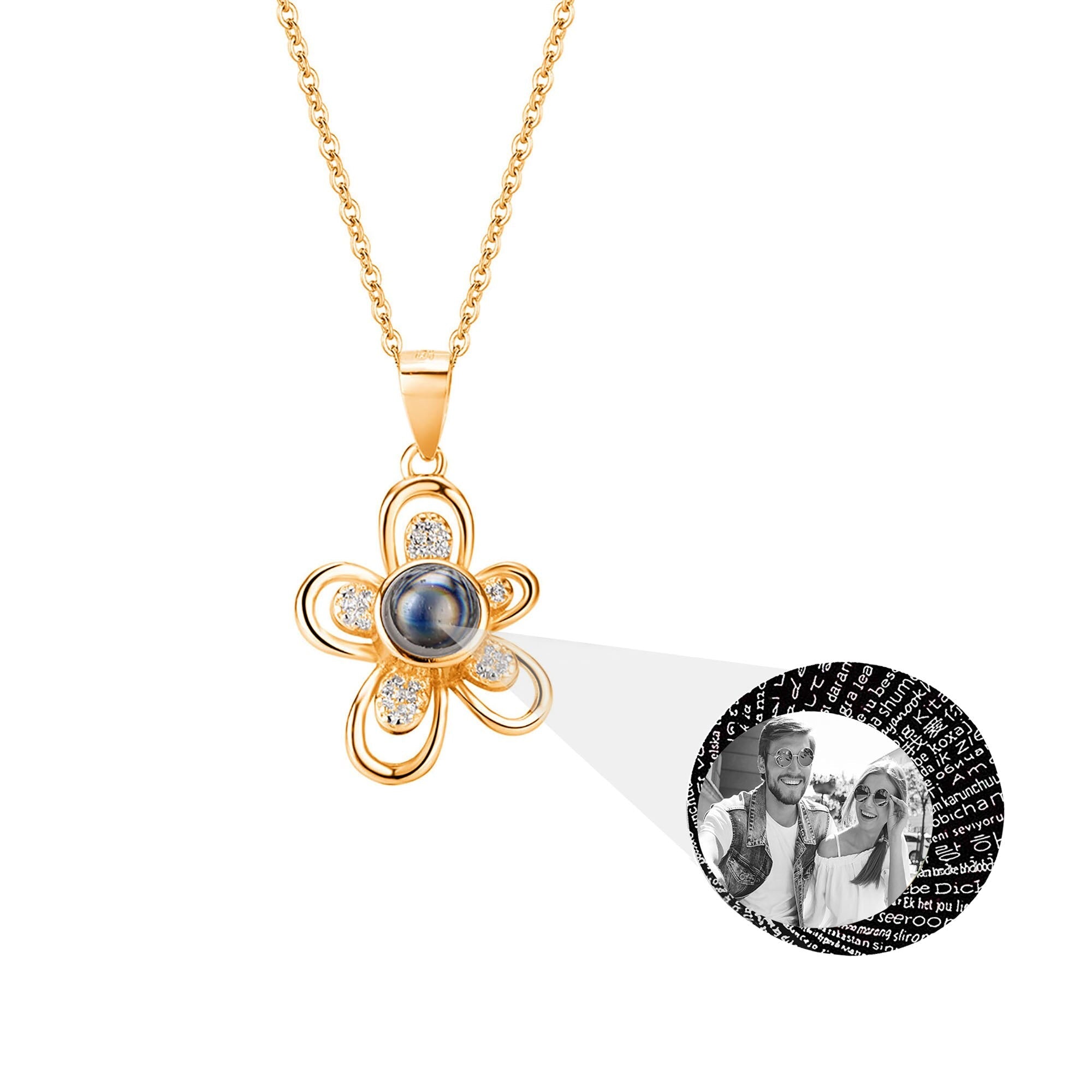 Flowers that can be customized for photos Projection Necklace Pendant Jewelry