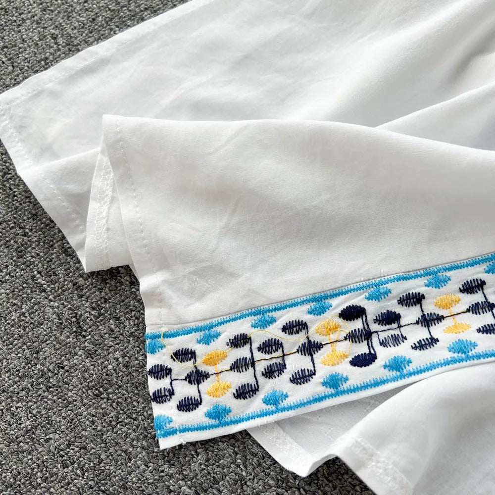 Retro Embroidery Sun Protection Shirt Chiffon Long Streetwear