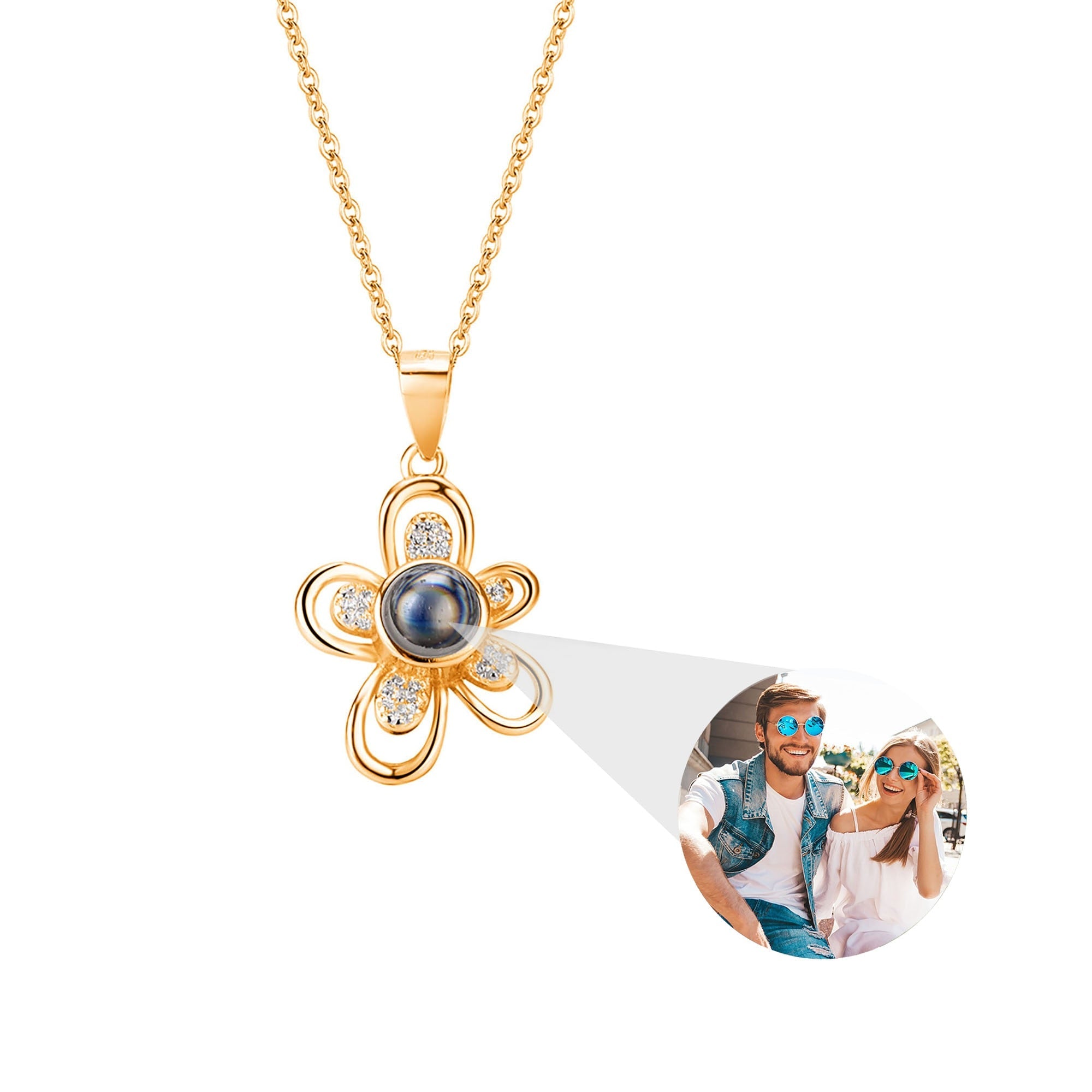 Flowers that can be customized for photos Projection Necklace Pendant Jewelry