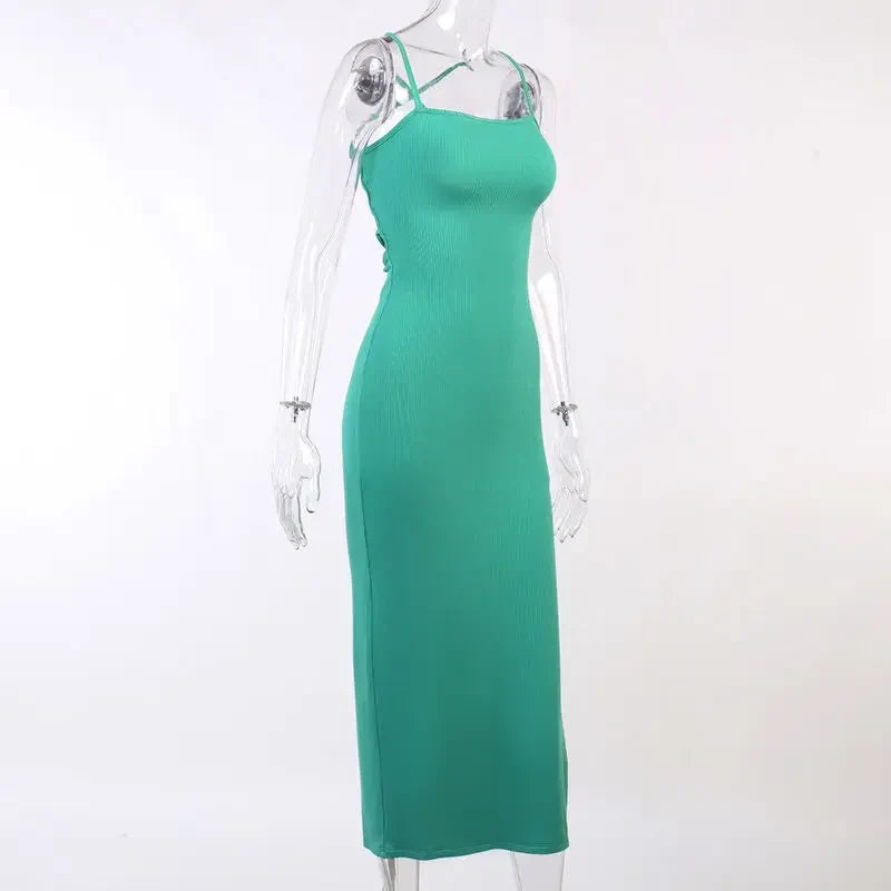 Backless Bandage Bodycon Halter Neck Split Party Dresses