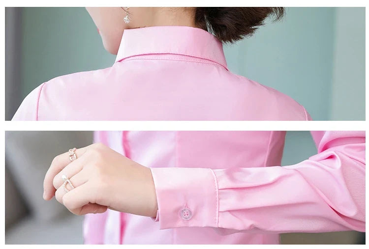 Polyester Cotton Shirts for Women Long Sleeve Blouse