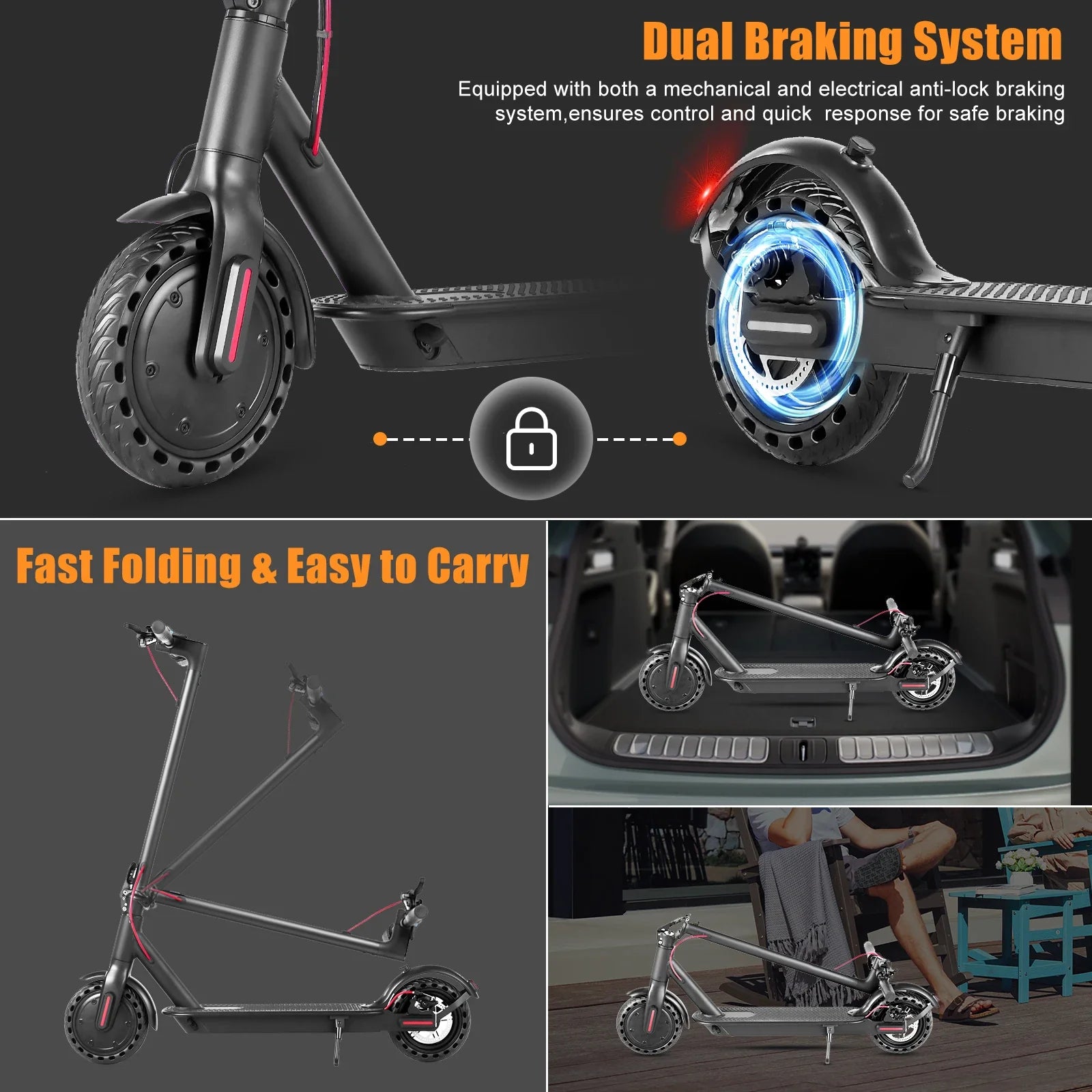 Electric Scooter 350W E Scooter Shock-absorbing 8.5 Inches Folding waterproof Commuting Electric Scooters