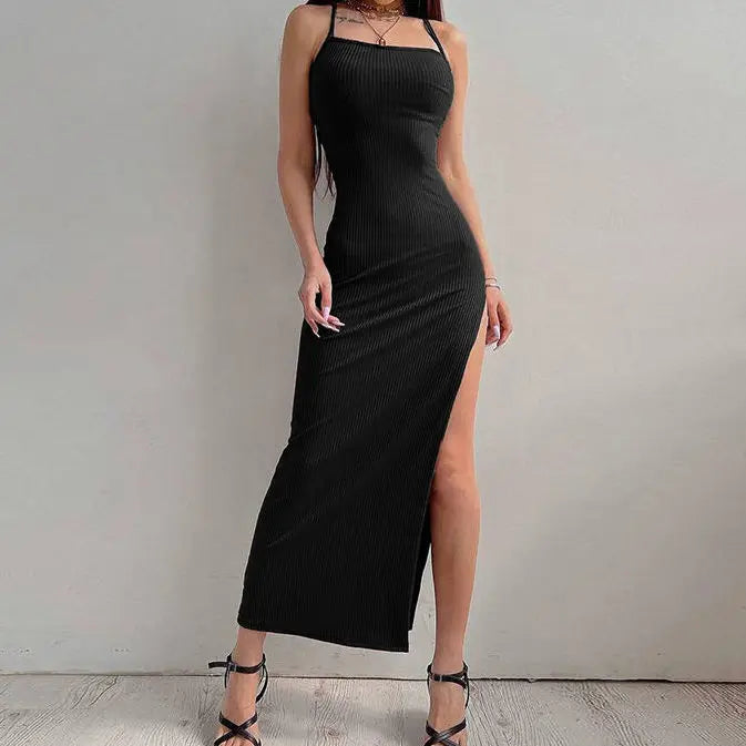 Backless Bandage Bodycon Halter Neck Split Party Dresses