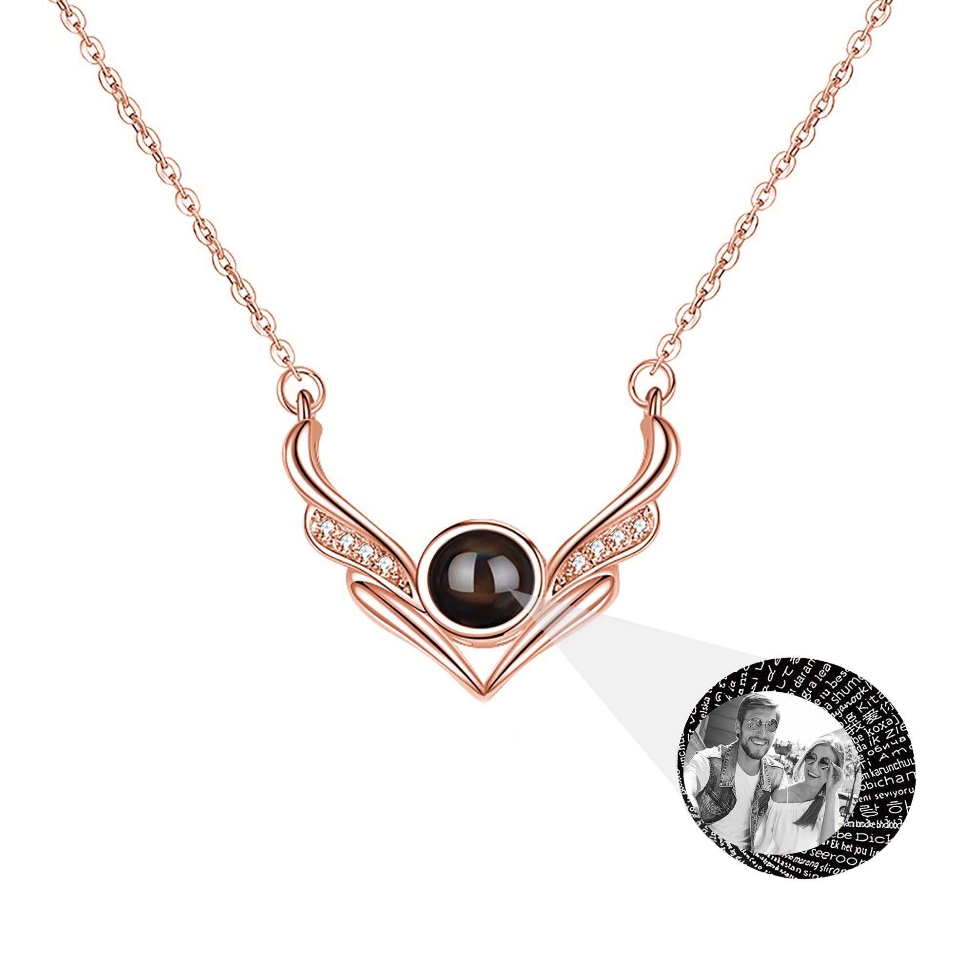 Angel wings with customizable photosProjection Necklace Pendant Jewelry