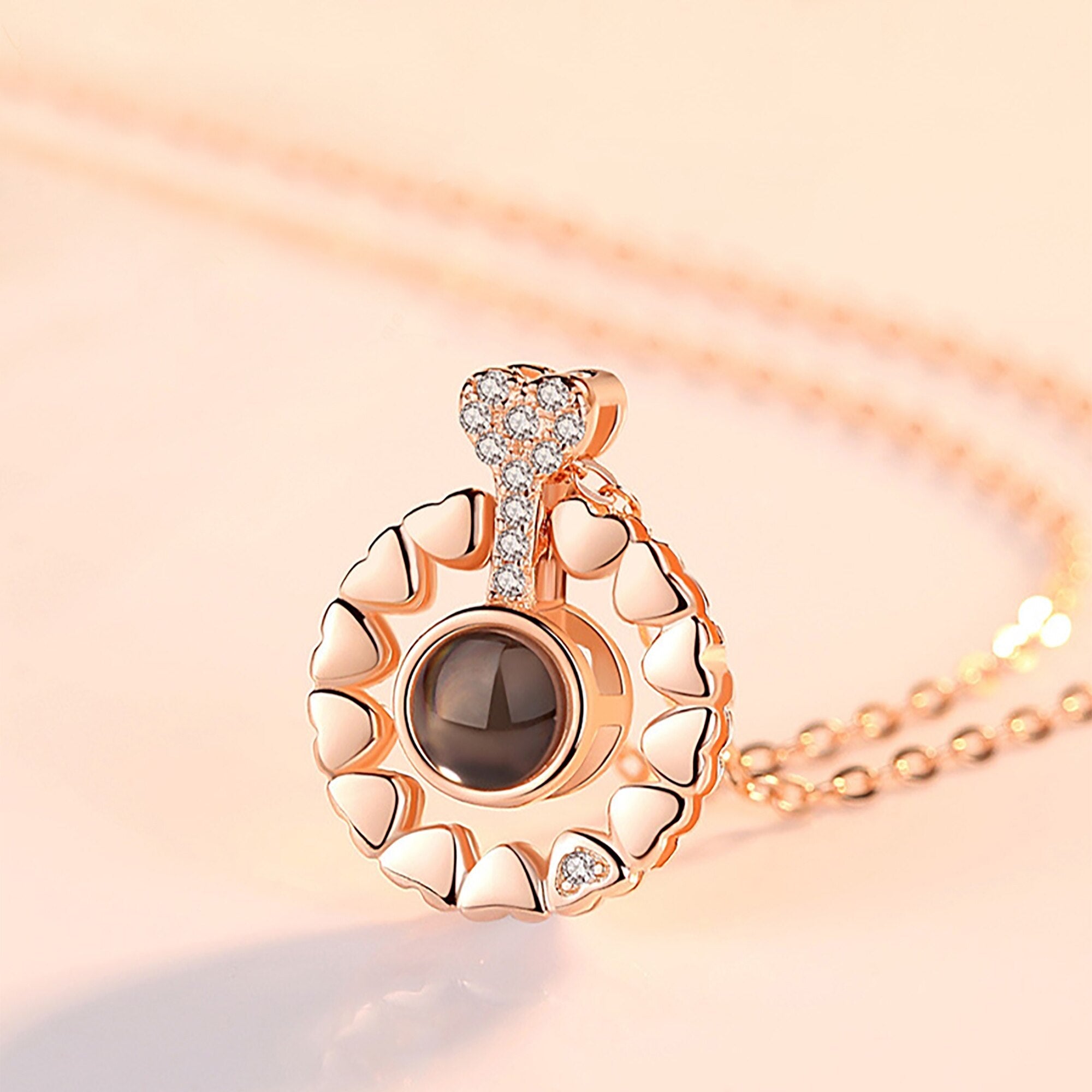 Love projection necklace with customizable photos Necklace Heart Pendant