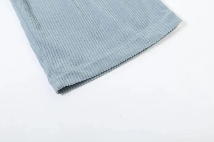 Basic Pocket High Waist Trousers Corduroy Streetwear Long Bottoms