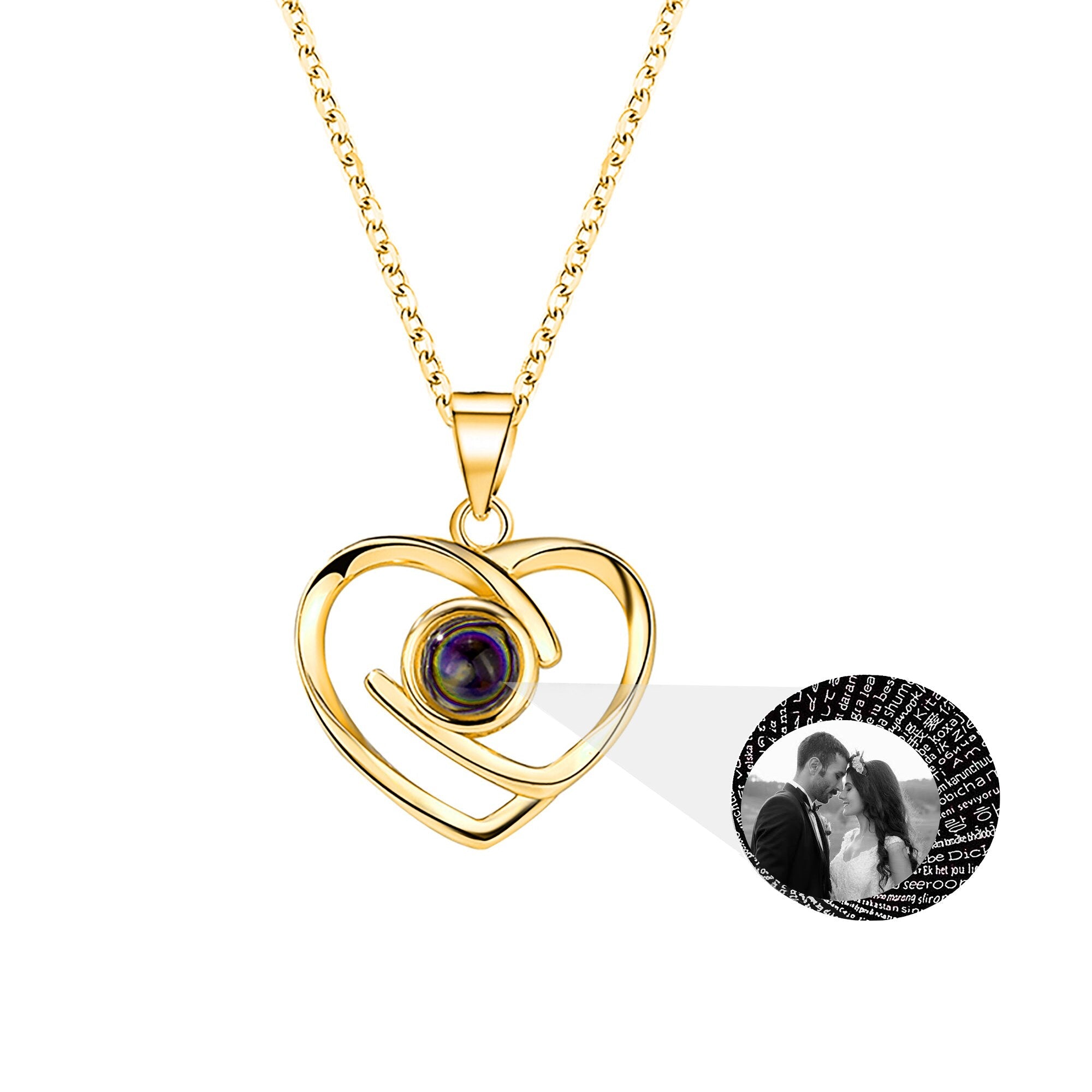 Customizable Photo Ladies Personality Heart Necklace With Silver Material Valentine&