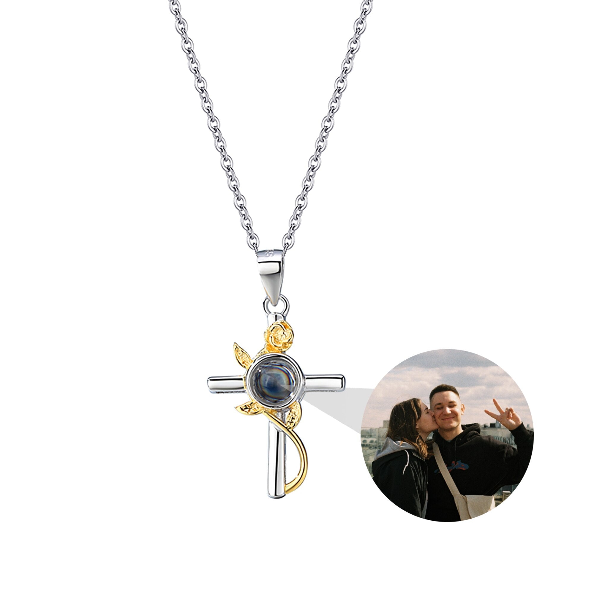 Customizable Photo Cross Projection Necklace Pendant Jewelry