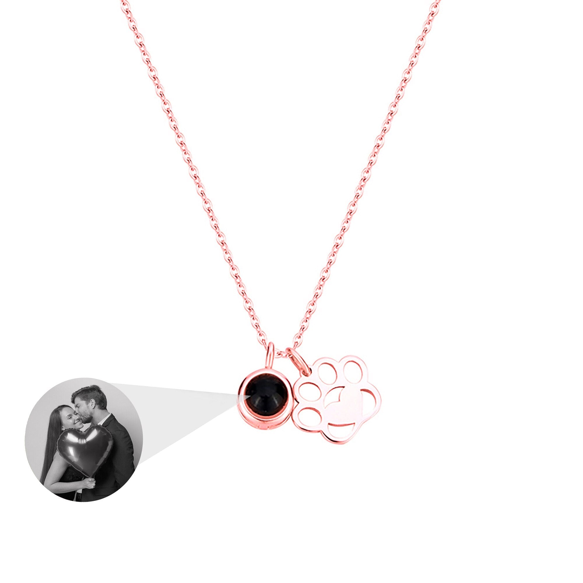 Customized Photo Dog Paws Projection Necklace Pendant Jewelry For Lover Girlfriend