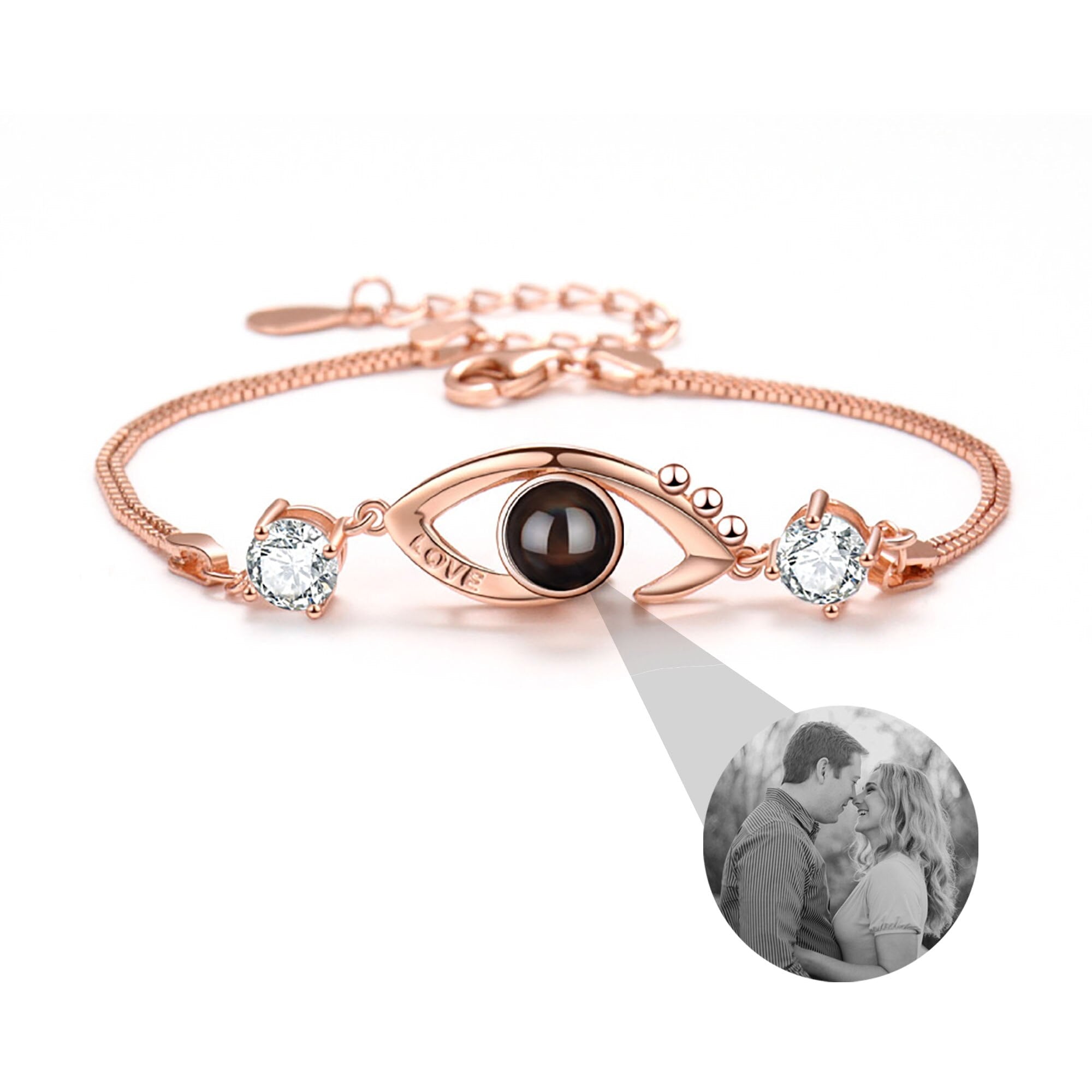 Customizable Photo EyesCircle Projection Bracelets Personalized Couple Memorial Jewelr