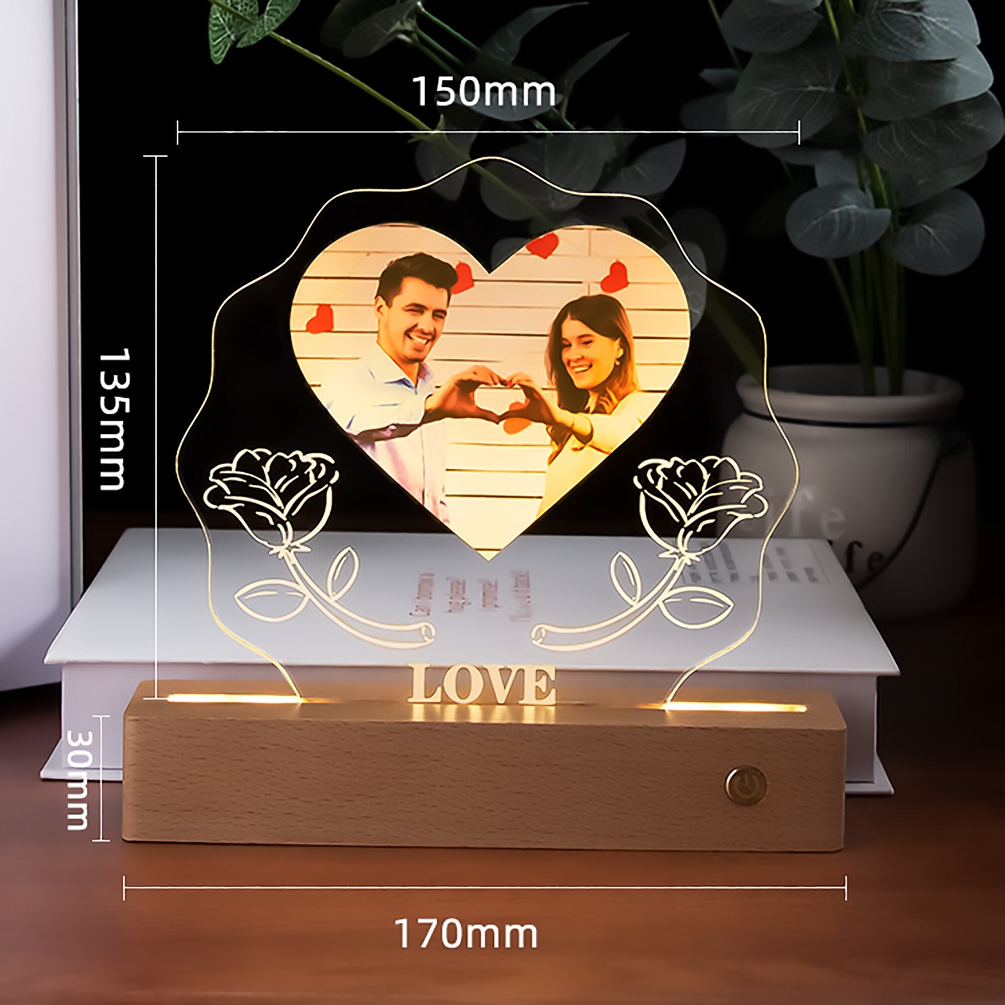 3D Love Lamp Acrylic LED Night Light Customized Photos Valentines Day Gift