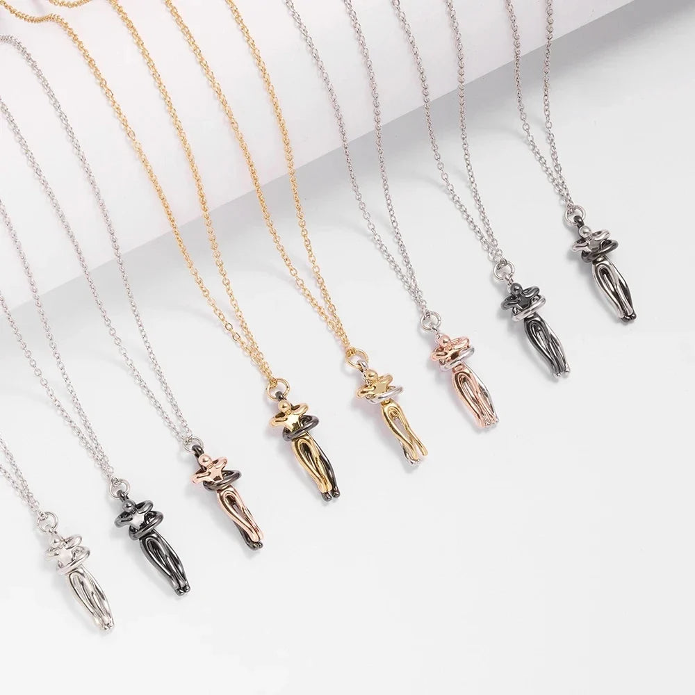 Hug Necklace Enbrace Couple Pendant