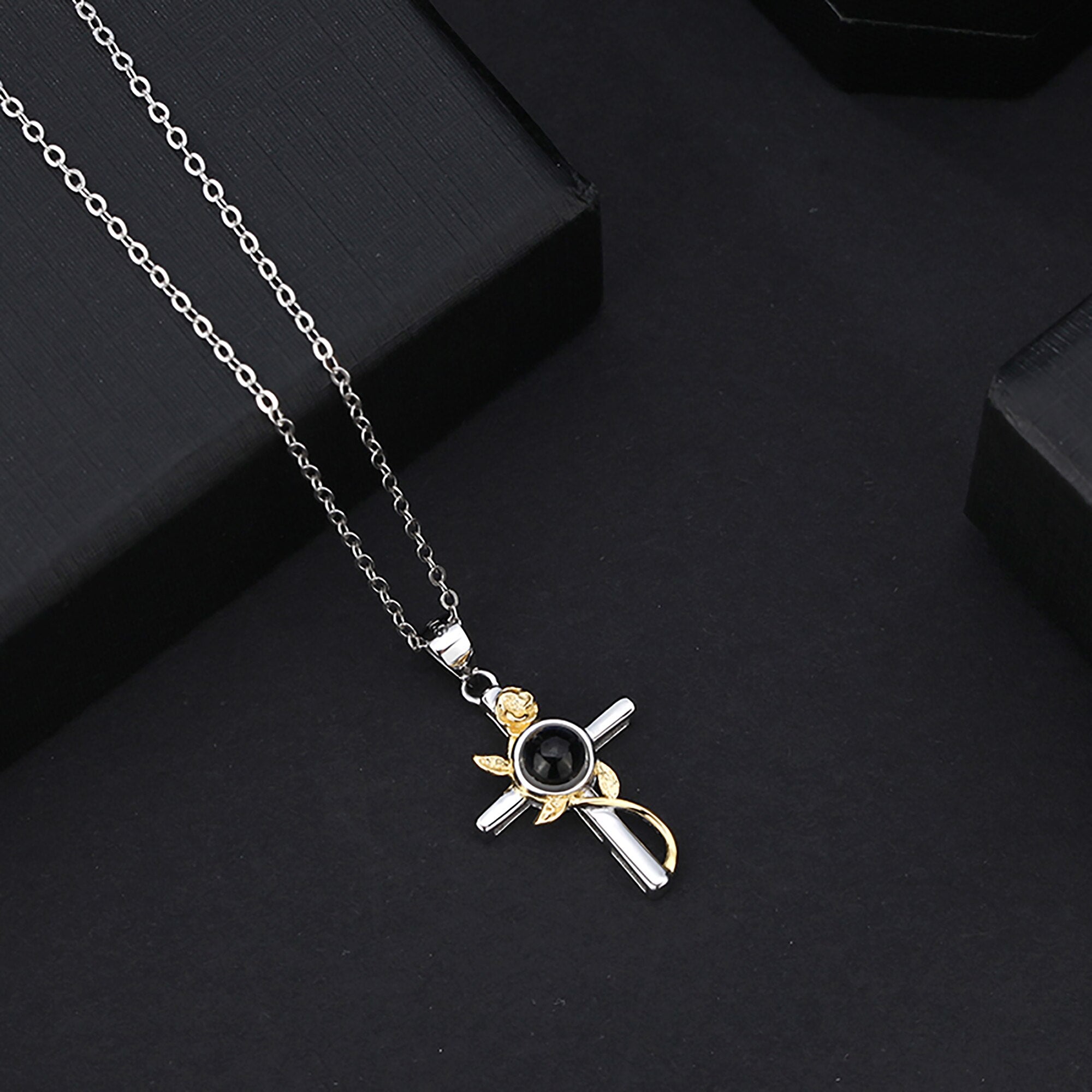Customizable Photo Cross Projection Necklace Pendant Jewelry