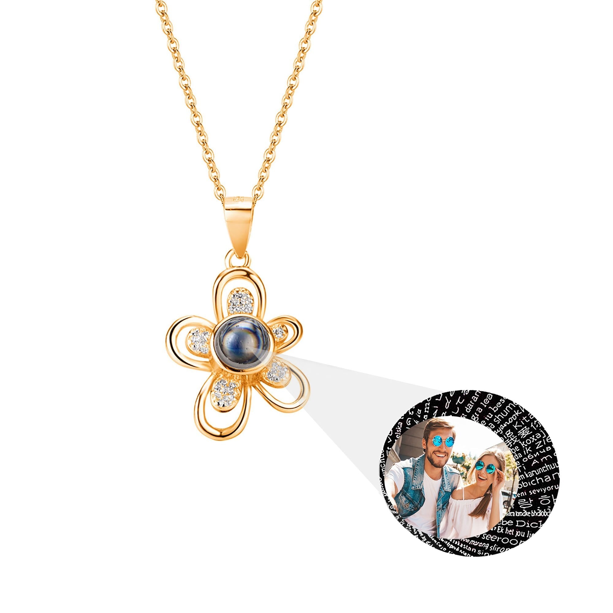 Flowers that can be customized for photos Projection Necklace Pendant Jewelry
