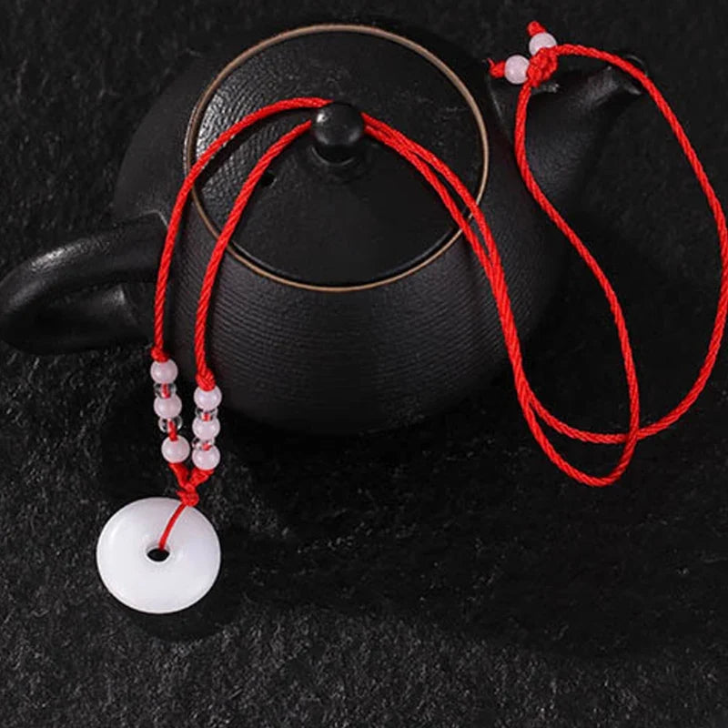 Buddhist Woven Necklace Lotus Guanyin jade Buddha Pendant Long Life Lock Pendant Lucky Necklace