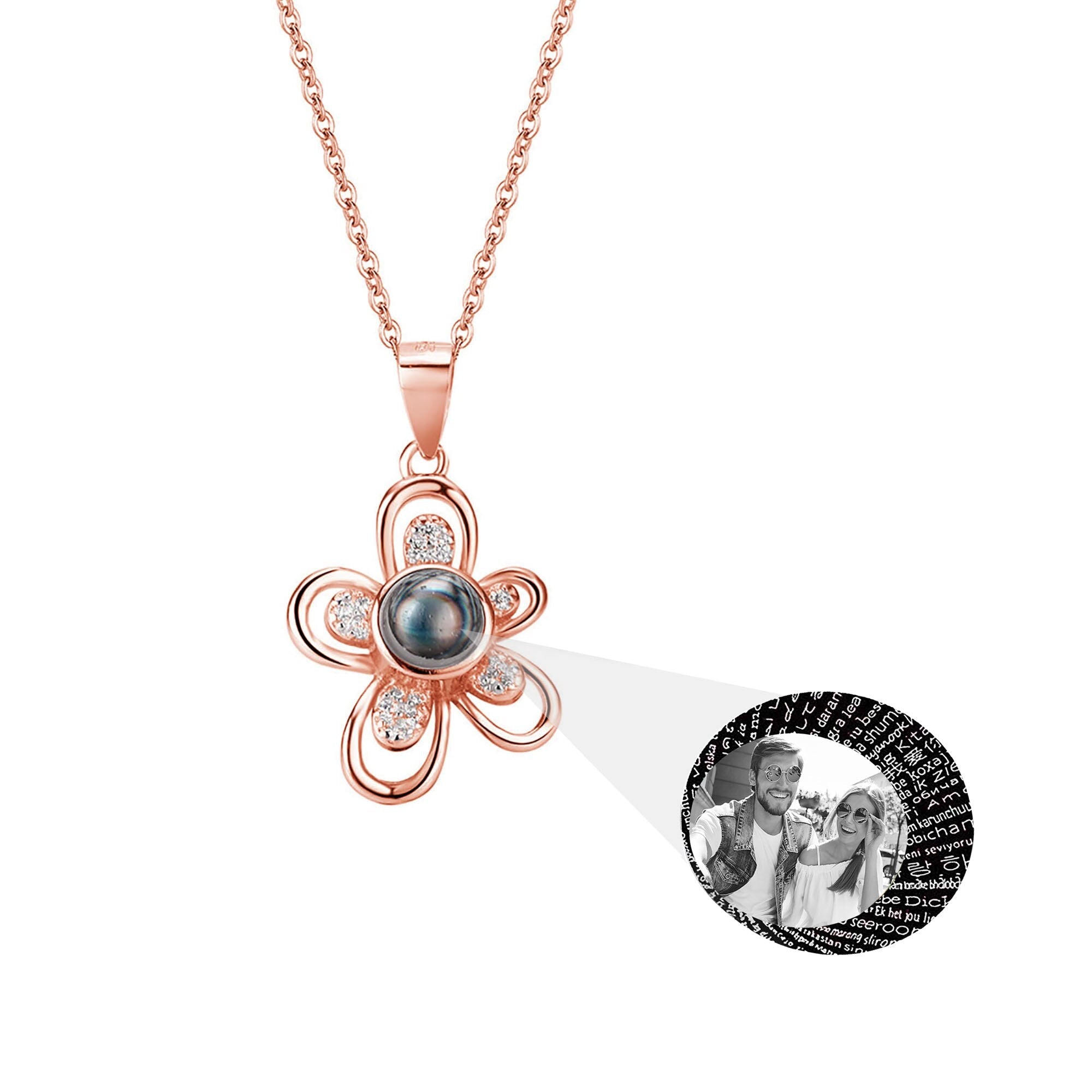 Flowers that can be customized for photos Projection Necklace Pendant Jewelry