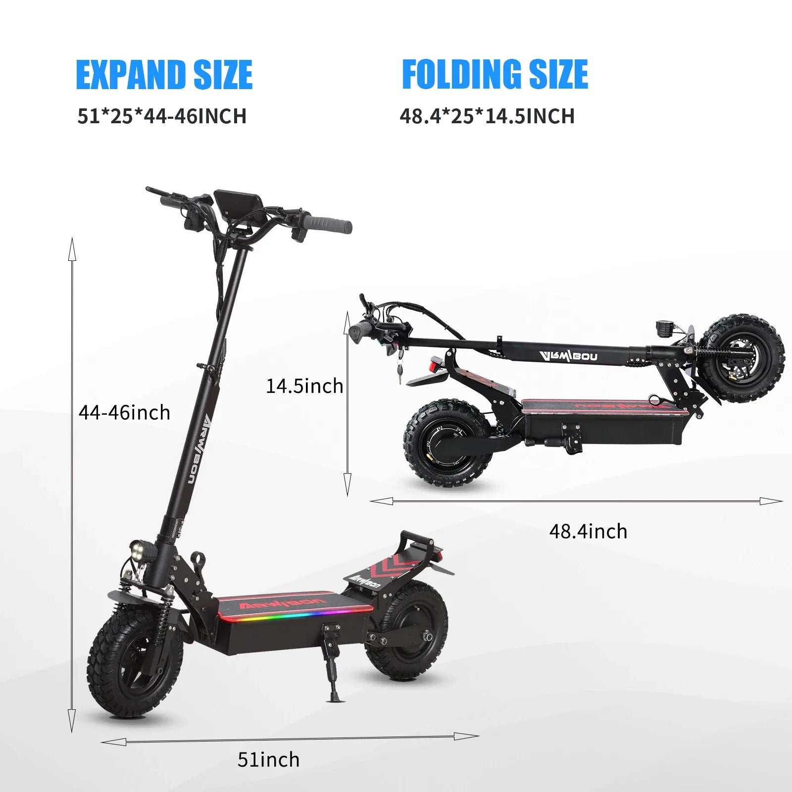 Arwibon Q30 Adult Electric Scooter 2500W Motor Top Speed 30MPH, 48V13/16AH, 11 Inch Off-Road Tires Sport Folding EScooter