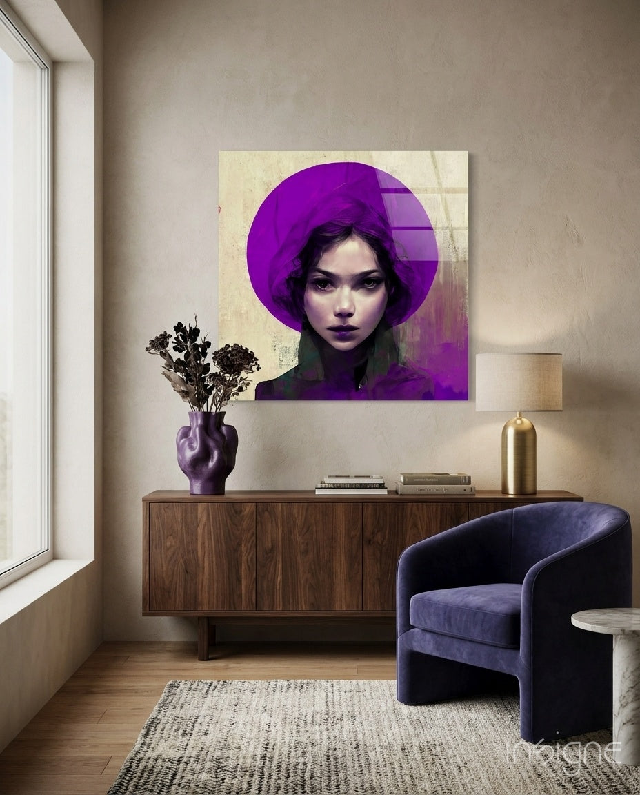 Purple Hat Glass Wall Art || Designer Collection