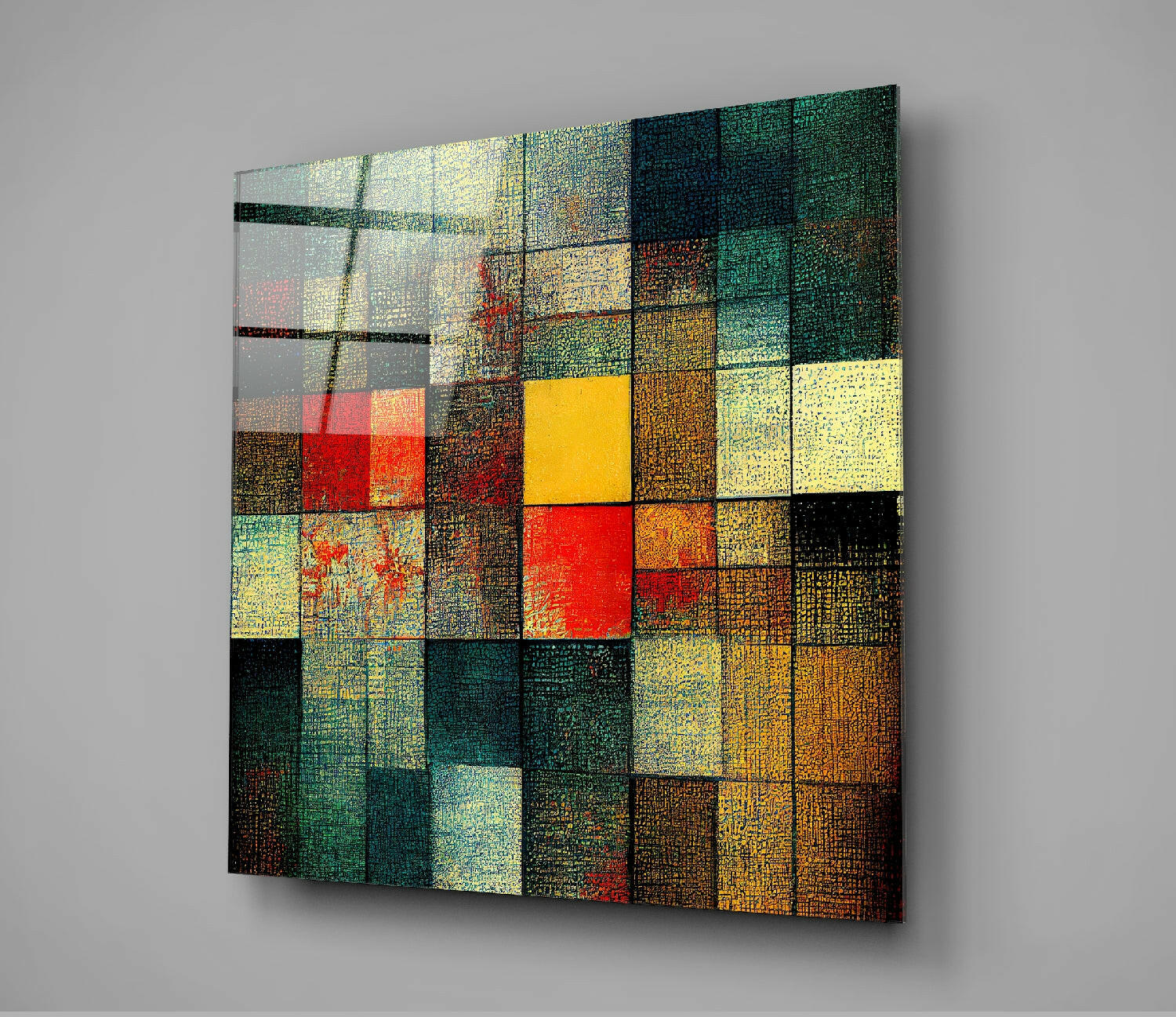 Blocks Glass Wall Art || Designers Collection