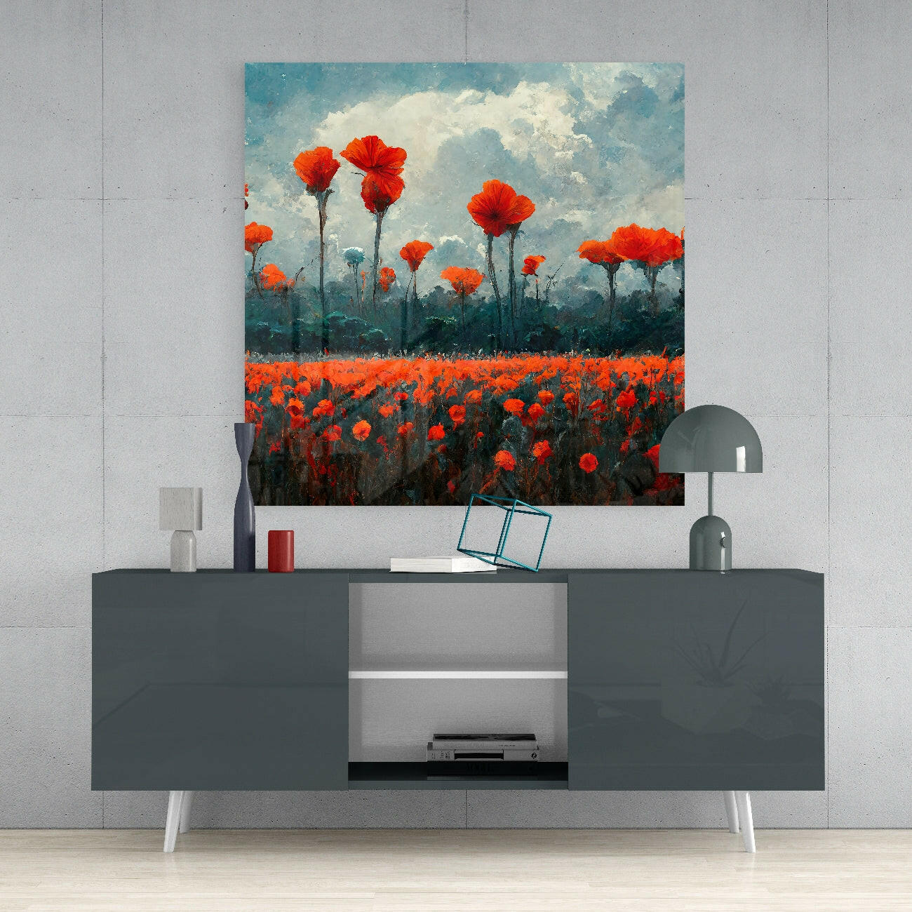 Poppy Glass Wall Art || Designer Collection