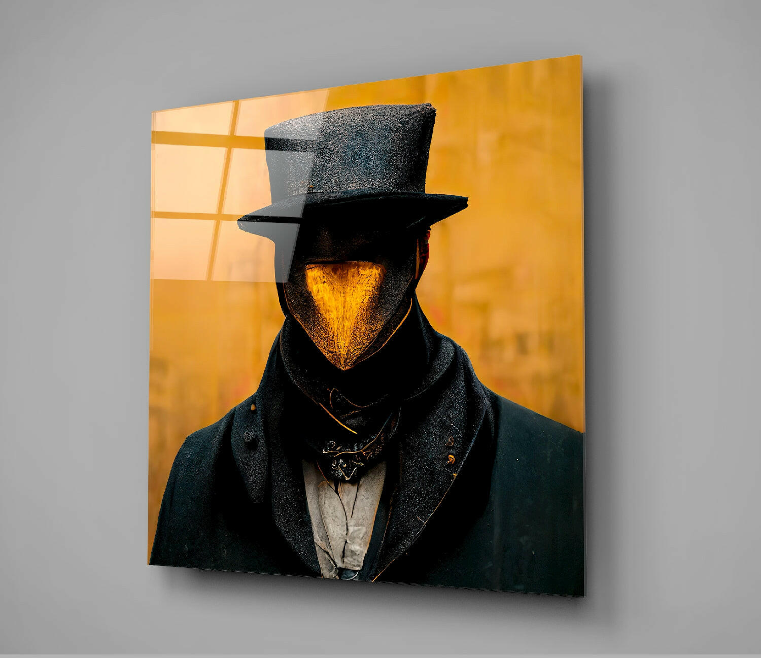 The Beak Behind the Masks Glass Wall Art || Designer Collection