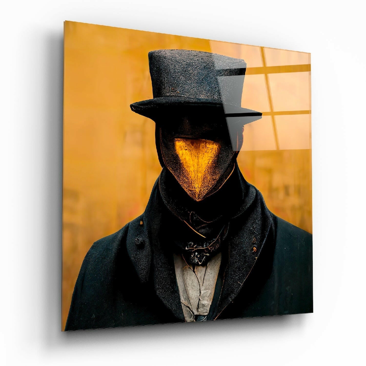 The Beak Behind the Masks Glass Wall Art || Designer Collection