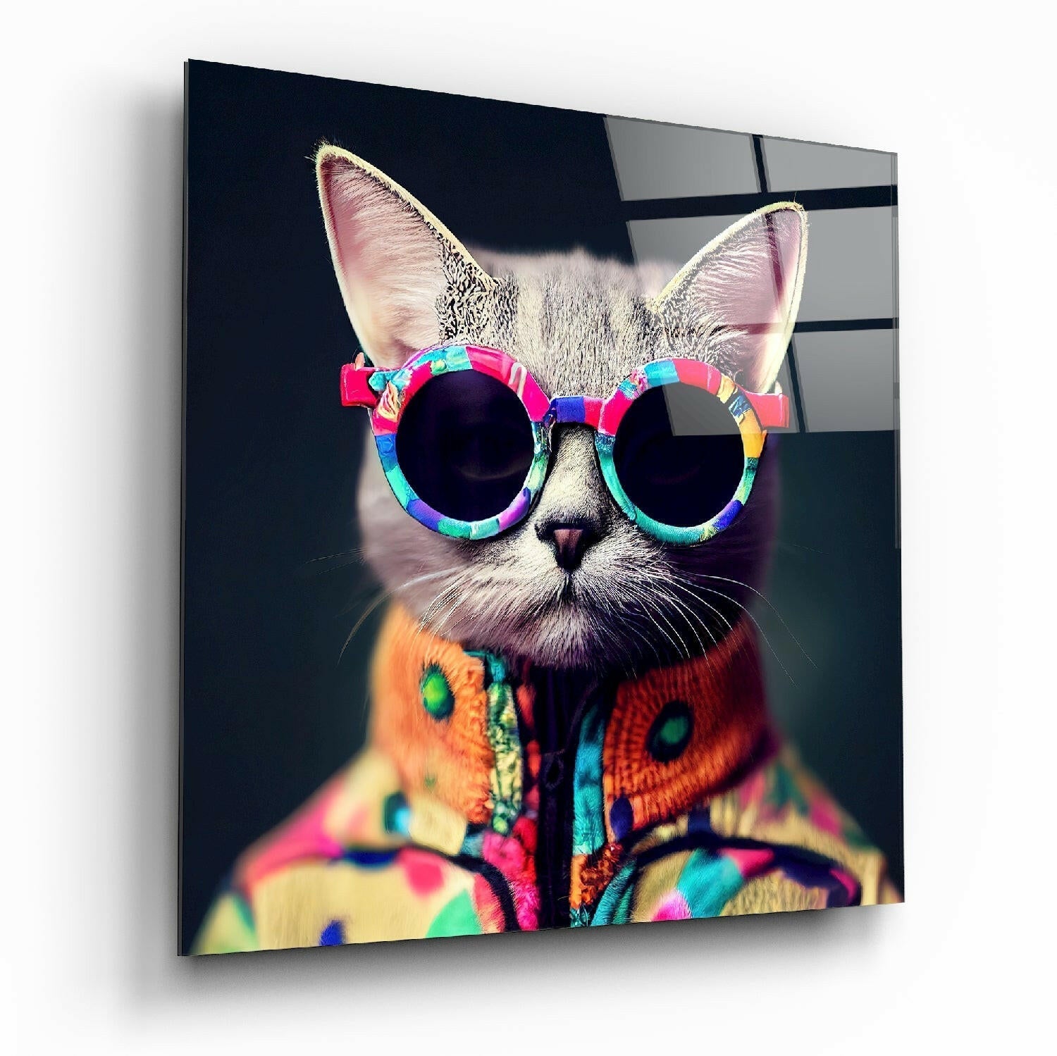 The Coolest Cat Glass Wall Art || Designer Collection
