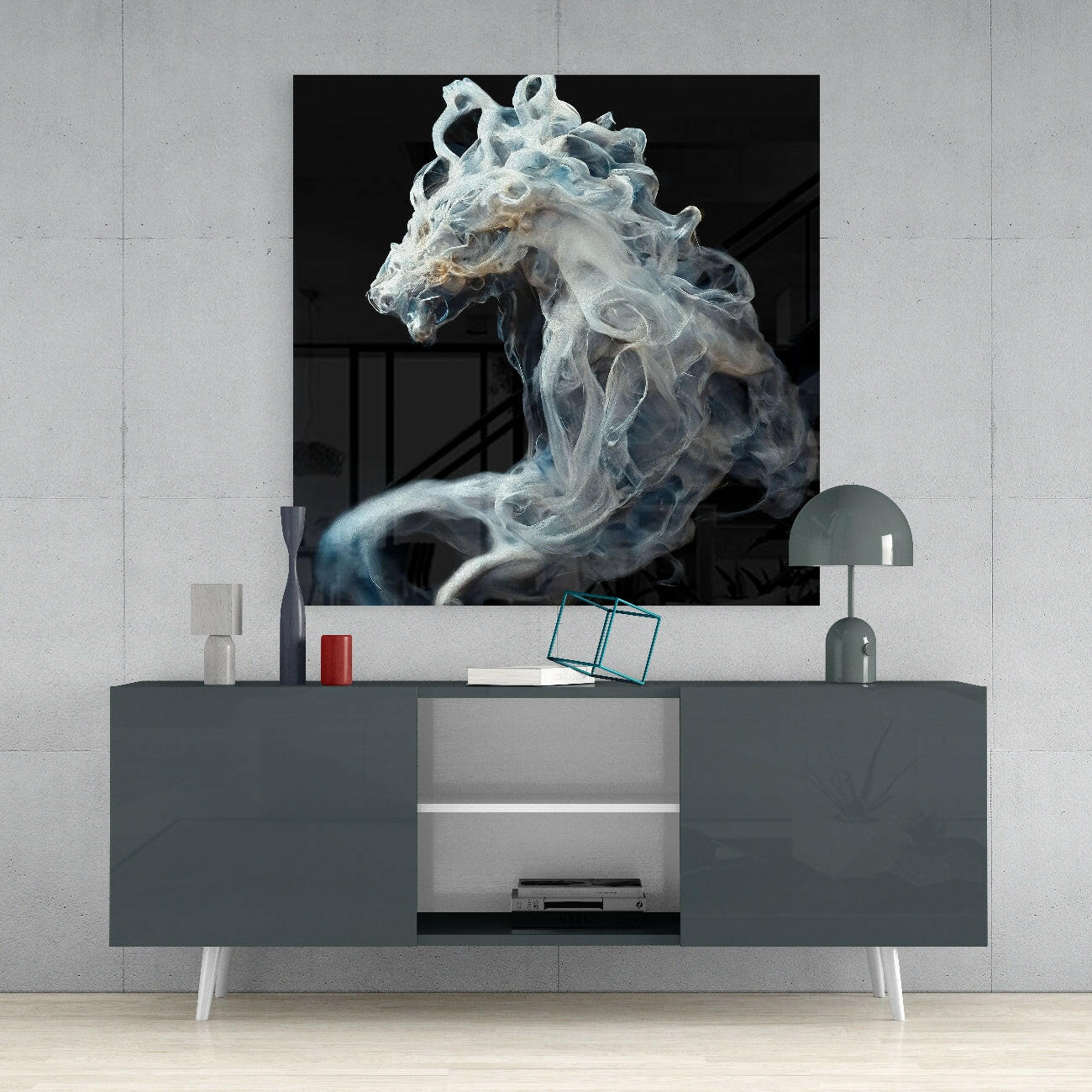 Smoky Horse Glass Wall Art || Designer Collection